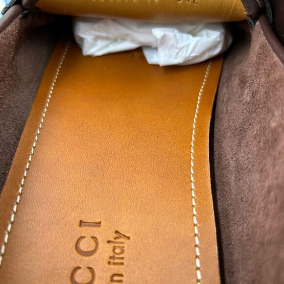 Men’s Gucci Aryton web striped leather driver loafers size 13 fits 13.5 US - Picture 5 of 11